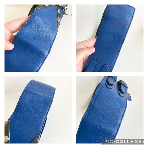 Vtg Ugo Correani Blue Italian Leather Wide Belt Womens Size 44 XS S 28-29\
